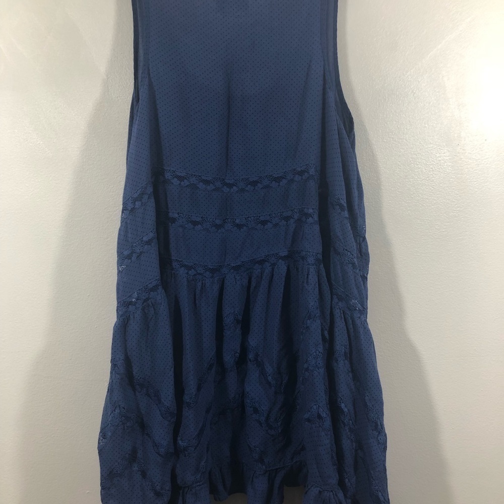 Free People Intimately Free People Blue Lace and Ruffle Sleeveless Tunic Top XS - Picture 5 of 6
